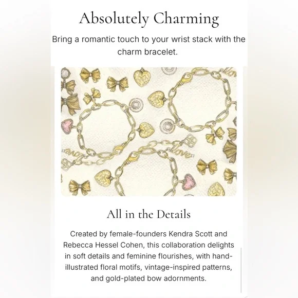 🎀 KENDRA SCOTT x LOVESHACKFANCY Charm Bracelet with Locket Bow Heart Teacup Love - Picture 8 of 8